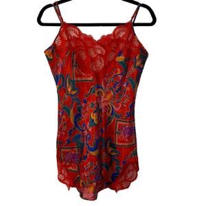 Vintage Victoria's Secret Gold Label red pattern mini Slip Small